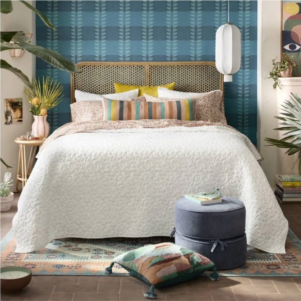 3!!!! JUNGALOW X OPALHOUSE NWT diskus plaid peel & stick wallpaper -teal